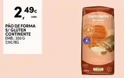 Continente Pão de forma s/ gluten continente promoção