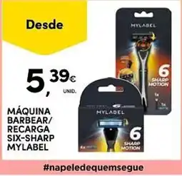 Continente máquina barbear/ recarga six-sharp mylabel promoção