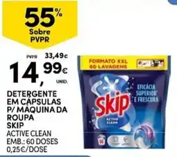 Continente Detergente em cápsulas p/ máquina da roupa skip active clean promoção