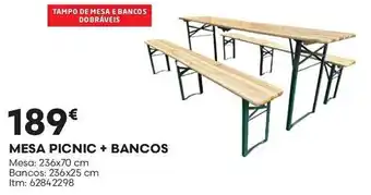 Bricomarché mesa picnic + bancos promoção