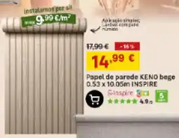 Leroy Merlin Papel de parede KENO bege 0.53 x 10.05m INSPIRE promoção