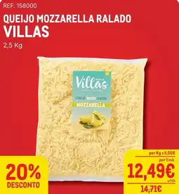 Makro queijo mozzarella ralado villas promoção