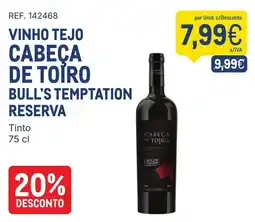 Makro vinho tejo cabeça de toiro bull's temptation reserva promoção
