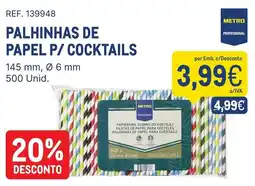 Makro palhinhas de papel p/ cocktails metro professional promoção