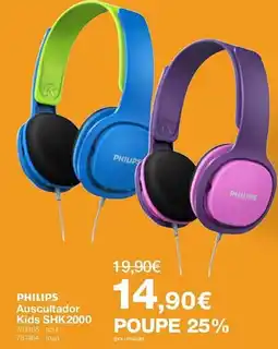 Staples Philips auscultador kids shk2000 promoção