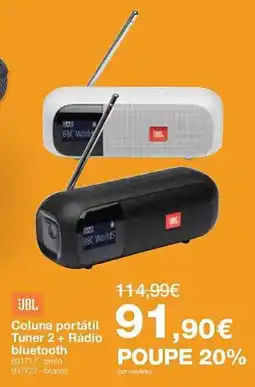 Staples Jbl coluna portátil tuner 2 + rádio bluetooth promoção