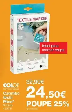 Staples Colop Carimbo têxtil Mine promoção