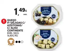 Continente Queijo p/ saladas c/ azeitonas/ c/ alho continente promoção