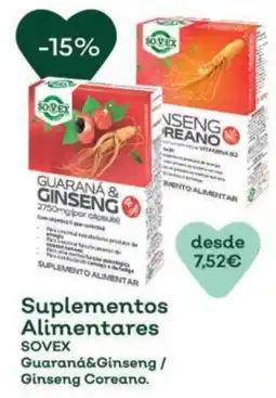 Celeiro Suplementos Alimentares Sovex Guaraná&Ginseng / Ginseng Coreano promoção