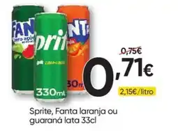 Froiz Sprite, Fanta laranja ou guaraná lata 33cl promoção