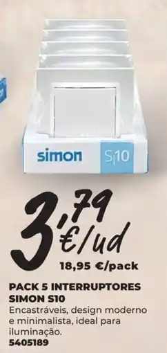 BigMat Pack 5 interruptores simon s10 promoção