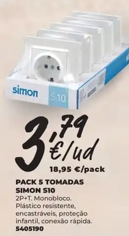 BigMat Pack 5 tomadas simon s10 promoção