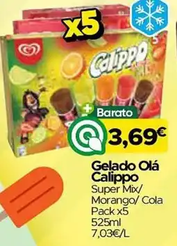 Supermercados Preços Baixos Gelado Olá Calippo Super Mix/ Morango/ Cola promoção