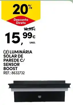 Continente Luminária solar de parede c/ sensor boost promoção