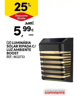 Continente Luminária solar ripada c/ luz ambiente boost promoção