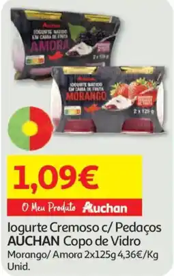 Auchan logurte cremoso c/ pedaços auchan copo de vidro promoção