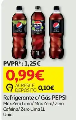 Auchan Refrigerante c/ Gás PEPSI Max Zero Lima/ Max Zero/ Zero Café/ Zero Lima 1L promoção