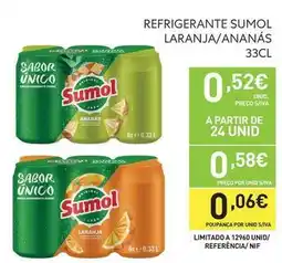Recheio Sumol - refrigerante laranja/ananas promoção