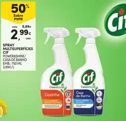 Continente spray multisuperfícies cif power&shine/casa de banho promoção