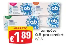 Bolama tampões o.b. pro comfort promoção