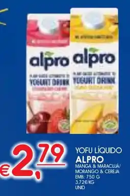 Meu Super yofu líquido alpro manga & maracujá/ morango & cereja promoção