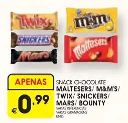 Meu Super snack chocolate maltesers / m&m's / twix / snickers / mars / bounty promoção
