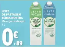 E.Leclerc Leite de pastagem terra nostra meio gordo/magro promoção
