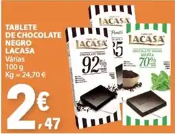 E.Leclerc Tablete de chocolate negro lacasa promoção