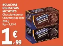 E.Leclerc Bolachas digestivas mc vitie's chocolate preto/chocolate de leite promoção