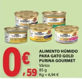 E.Leclerc alimento húmido para gato gold purina gourmet promoção