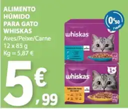 E.Leclerc Alimento húmido para gato whiskas aves/peixe/carne promoção