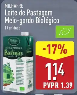 ALDI MILHAFRE Leite de Pastagem Meio-gordo Biológico promoção