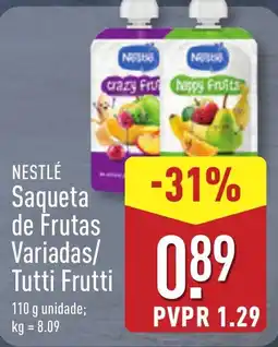 ALDI NESTLÉ Saqueta de Frutas Variadas/ Tutti Frutti promoção