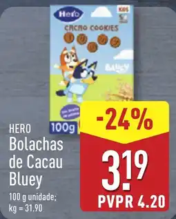 ALDI HERO Bolachas de Cacau Bluey promoção