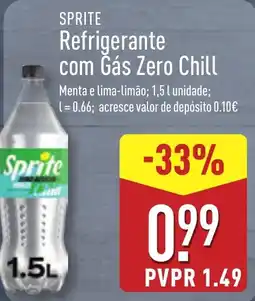 ALDI SPRITE Refrigerante com Gás Zero Chill promoção