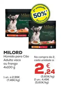 Kiwoko milord húmido para cão adulto vaca ou frango promoção