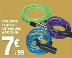E.Leclerc Conjunto 3 cabos anti-roubo woodsun promoção
