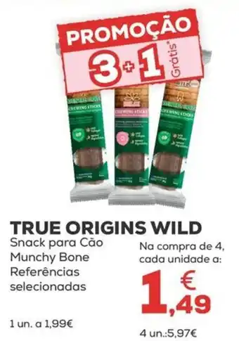 Kiwoko true origins wild snack para cão munchy bone promoção