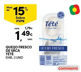 Continente queijo fresco de vaca tété promoção