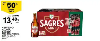Cerveja c/ álcool sagres mini