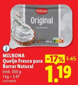 Lidl Milbona queijo fresco para barrar natural promoção