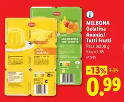 Lidl milbona gelatina ananás/tutti frutti promoção