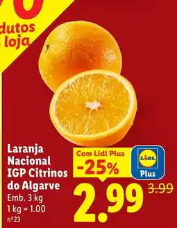 Lidl Laranja Nacional IGP Citrinos do Algarve promoção