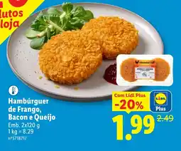 Lidl Hambúrguer de frango, bacon e queijo promoção