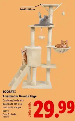 Lidl Zoofari arranhador grande bege promoção