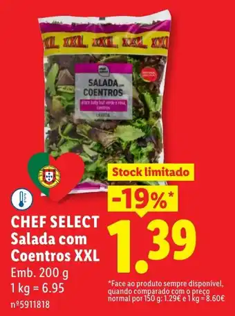 Lidl chef select salada com coentros xxl promoção