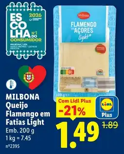 Lidl Milbona Queijo Flamengo em Fatias Light promoção
