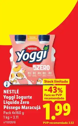 Lidl Nestlé Yogi Iogurte Líquido Zero Pêssego Maracujá promoção