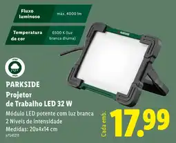 Lidl Parkside projetor de trabalho led 32 w promoção