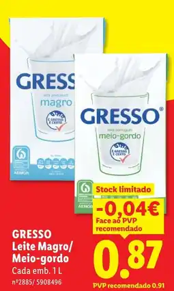 Lidl Gresso leite magro/meio-gordo promoção